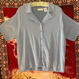 y2k White Stag blue knit button down shirt top